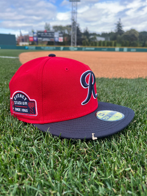 Tacoma Rainiers New Era 59Fifty Red Navy Cheney Patch Cap