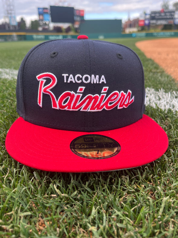 Tacoma Rainiers New Era 59Fifty Navy Red Street Script Cap