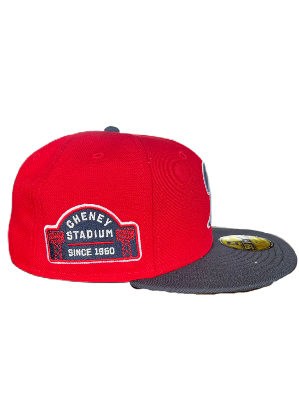 Tacoma Rainiers New Era 59Fifty Red Navy Cheney Patch Cap