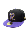 Tacoma Rainiers New Era 59Fifty Black Purple R Cap
