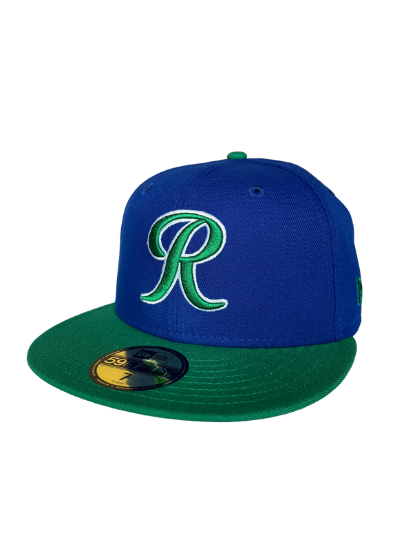 Tacoma Rainiers New Era 59Fifty Majestic Blue Green R Cap