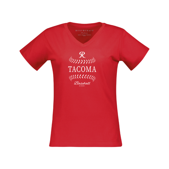 Tacoma Rainiers Boxercraft Women's Red Baseball V-Neck