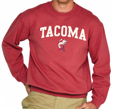 Tacoma Rainiers Soft As A Grape Red Tacoma Sam Applique Crew