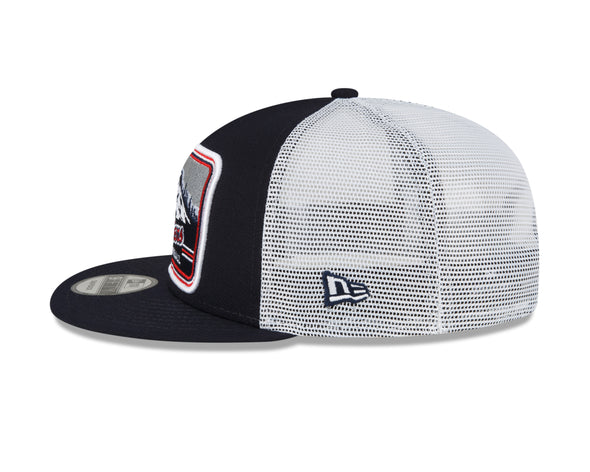 Tacoma Rainiers New Era 9Fifty Navy Mountain Patch Trucker Snapback